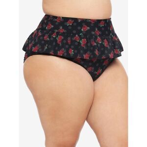 Hot Topic Rose Polka Dot Skirted High-Waisted Swim Bottoms Plus Size 1